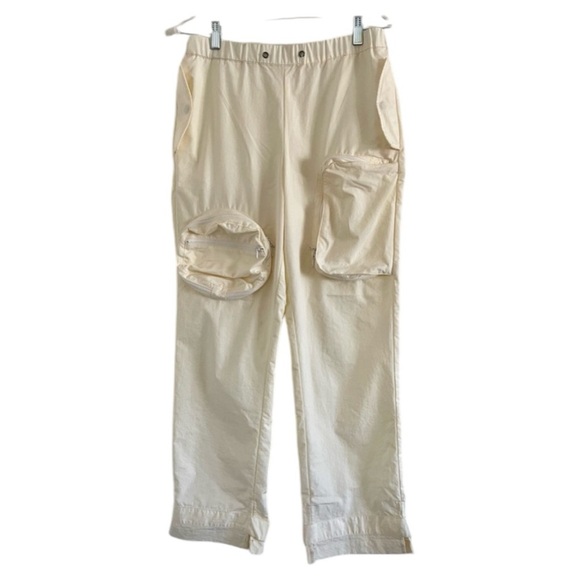 C’EST BON Women’s Cream Nylon‎ Parachute 100% Polyester Pocketed Pants-Size S - Picture 1 of 9